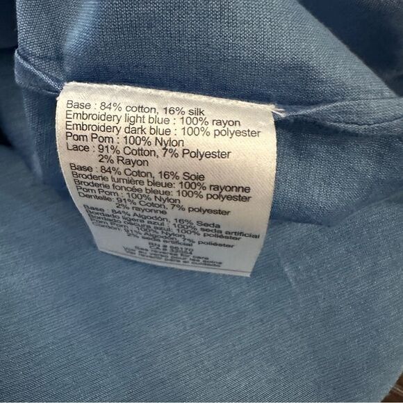 Payal Jain Carrington Embroidered Puff-Sleeved Blue Blouse - Picture 6 of 7